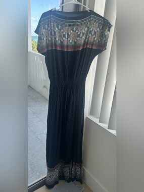 Bohemian Black Maxi Dress with Embroidered Yoke